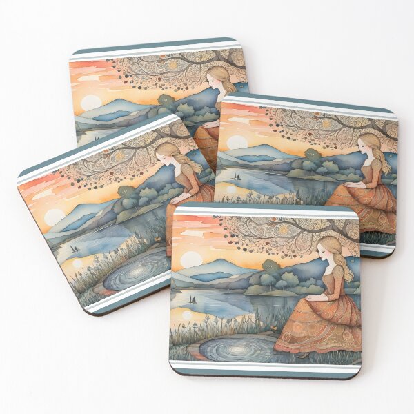 Item preview, The Girl at the Relaxing Landscape designed and sold by Nira Dabush.
