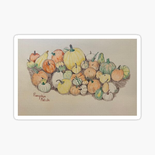 Pumpkin Patch in watercolour pencil Sticker
