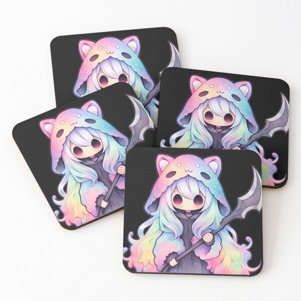 Artikelvorschau, Süße Kawaii Pastell Katze Sensenmann entworfen und verkauft von PastelMagic.