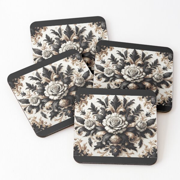 Item preview, Matte Black & White Rococo With Roses designed and sold by DesignsByPrnces.