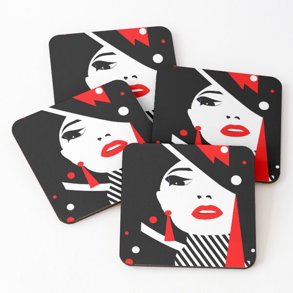 Item preview, Black White and Red Graphic Art Face designed and sold by KALEIDOSCOPE UK.