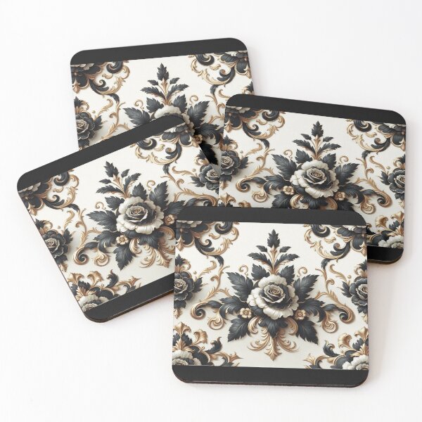Item preview, Matte Black & White Rococo With Roses designed and sold by DesignsByPrnces.