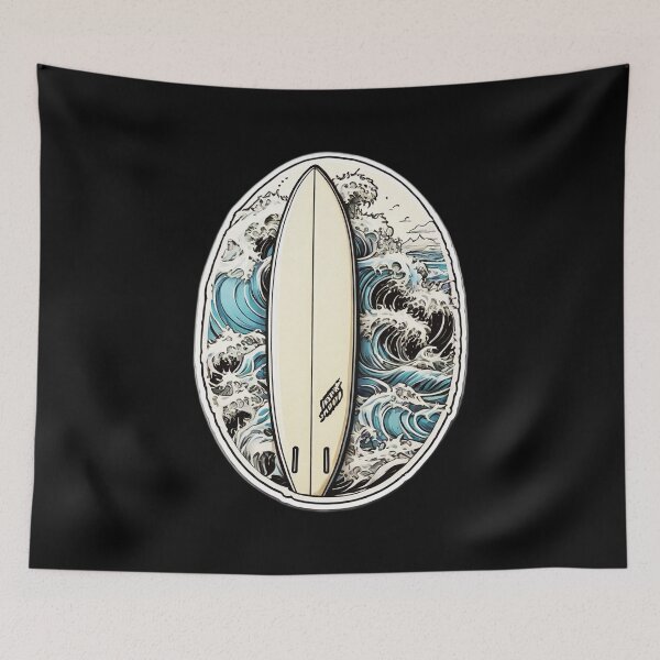 Item preview, Kanagawa Hokusai The Great Wave Japanese Surfboard designed and sold by NautiChic.