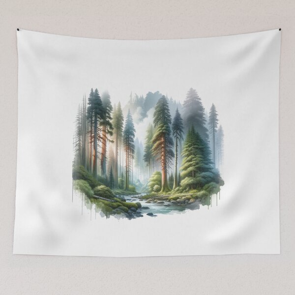 Item preview, Hoh Rainforest with a waterfall in Olympic National Park designed and sold by Ginngers.