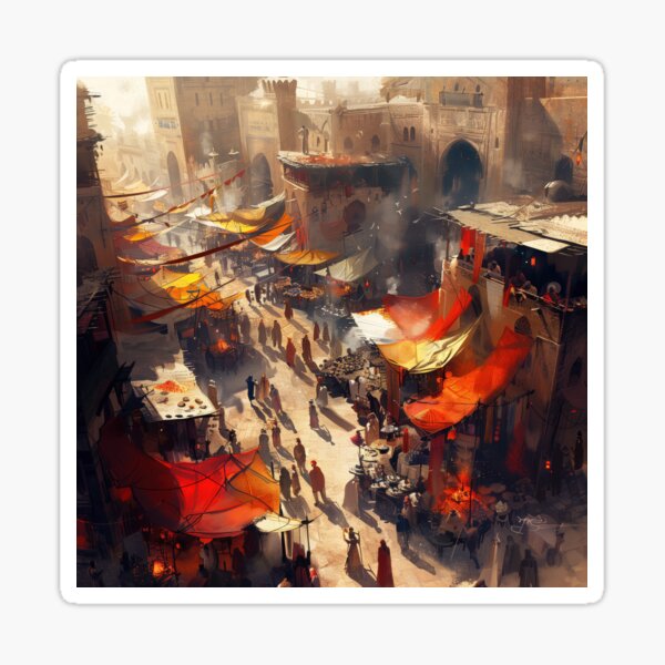 Vista previa del artículo con la obra «Bullicioso mercado bazar», diseñado y vendido por palmyst.