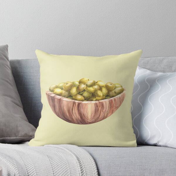 Item preview,  Wooden bowl with green Olives. Watercolor fruits berries harvest. Hand drawn food designed and sold by BartolArt.