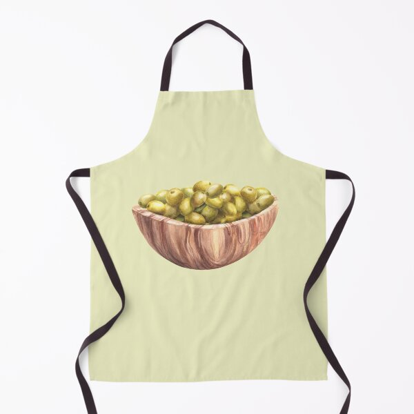 Item preview, Wooden bowl with green Olives. Watercolor fruits berries harvest. Hand drawn food designed and sold by BartolArt.