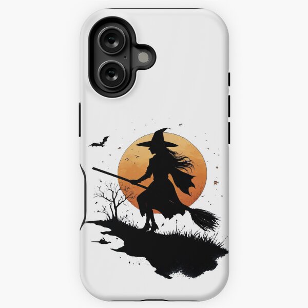 Eine Hexe ist auf ihrem Besen bei Vollmond unterwegs iPhone Robuste Hülle