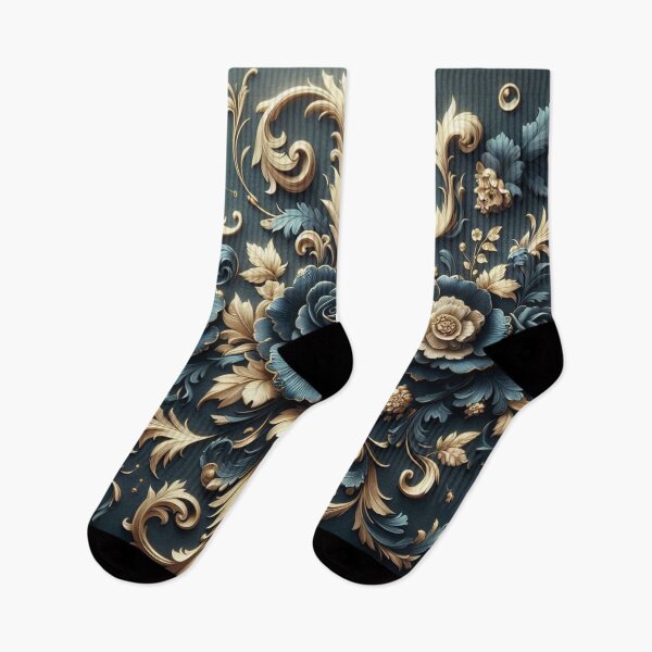 Item preview, Matte Dark Blue Rococo With Roses designed and sold by DesignsByPrnces.