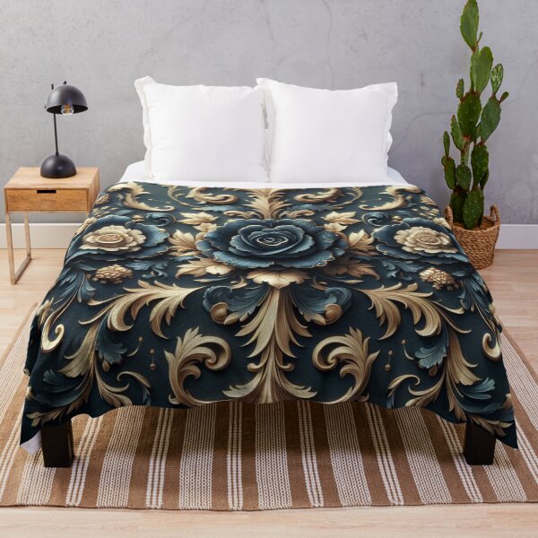 Item preview, Matte Dark Blue Rococo With Roses designed and sold by DesignsByPrnces.