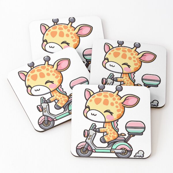 Item preview, Giraffe on a Scooter Sticker Chibi Giraffe Design  designed and sold by Saffia Publishing House.