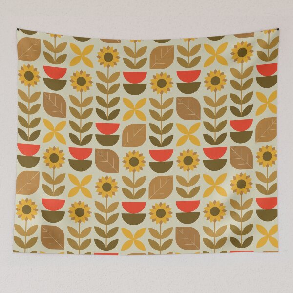 Item preview, Stylized Sunflowers Autumn Fall Geometric Pattern designed and sold by trdstudio.
