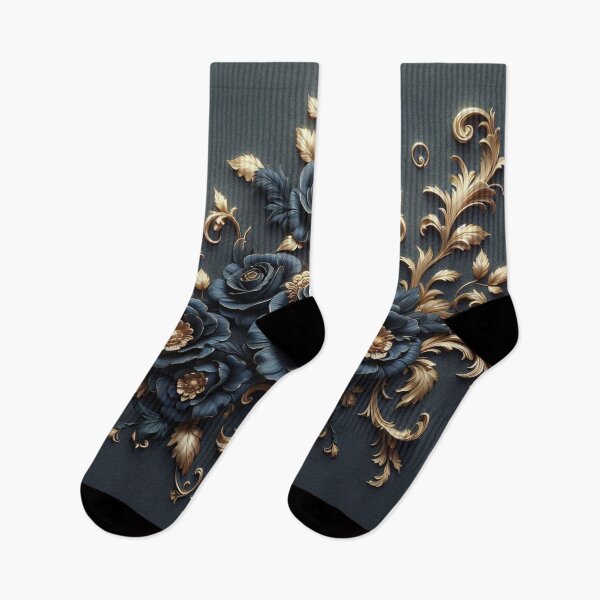 Item preview, Matte Dark Blue Rococo With Roses designed and sold by DesignsByPrnces.