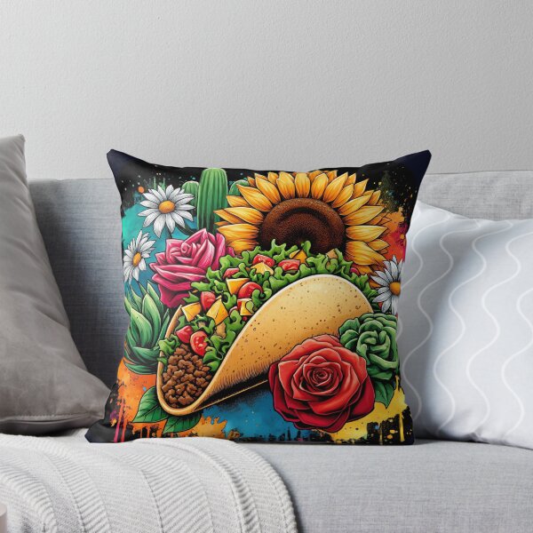 Item preview, Fun Taco, Cactus and Flowers, Vibrant Floral Food Lover designed and sold by madtoyman.