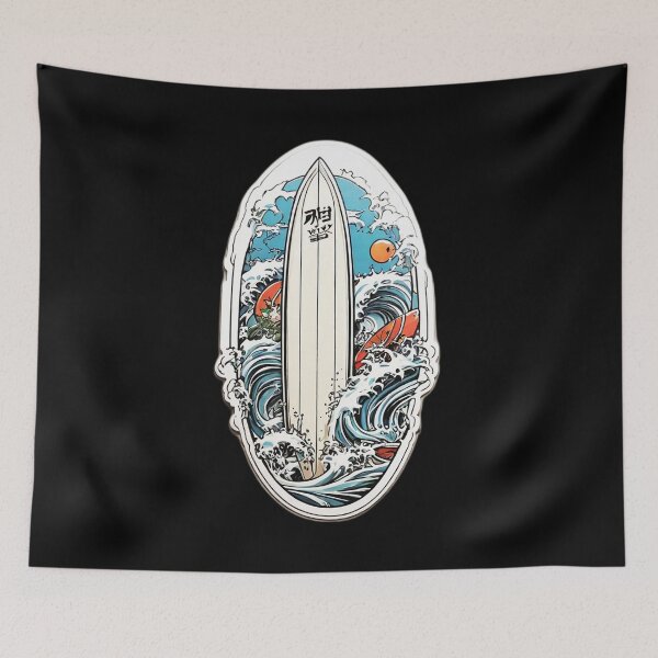 Item preview, Kanagawa Hokusai The Great Wave Japanese Surfboard designed and sold by NautiChic.