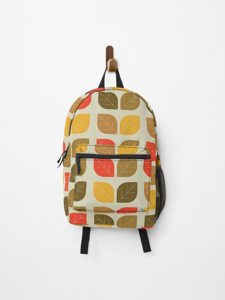 Thumbnail 1 of 3, Backpack, Mod Leaves Autumn Fall Geometric Pattern designed and sold by trdstudio.