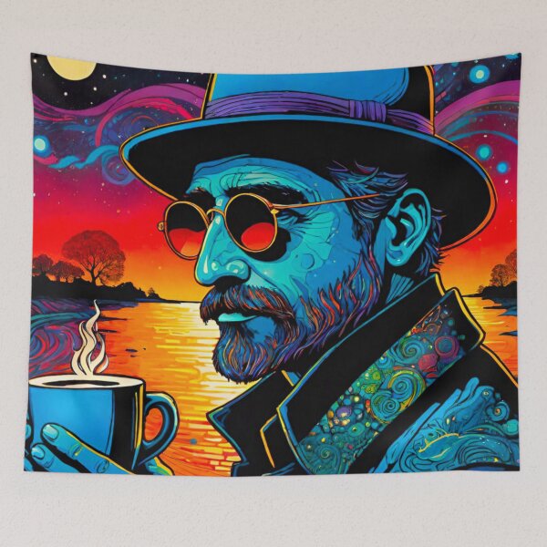 Item preview, Man with a Brew at Sunrise designed and sold by GrizzlyCollective.