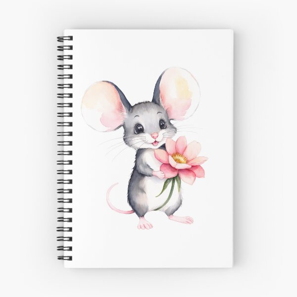 Item preview, Cute Watercolor Mouse with a pink flower Art designed and sold by Victoria Riabov.
