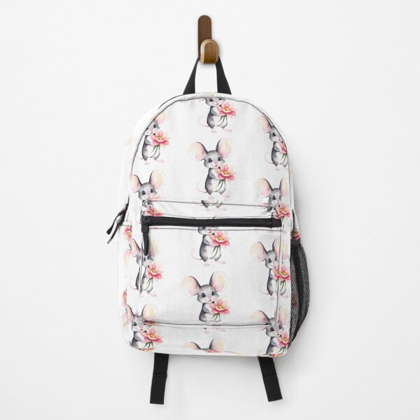 Item preview, Cute Watercolor Mouse with a pink flower Art designed and sold by Victoria Riabov.