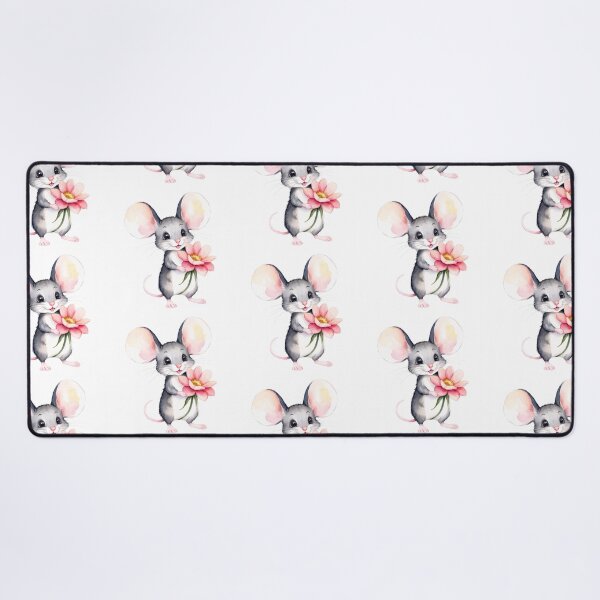 Item preview, Cute Watercolor Mouse with a pink flower Art designed and sold by Victoria Riabov.