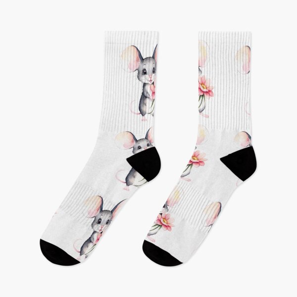 Item preview, Cute Watercolor Mouse with a pink flower Art designed and sold by Victoria Riabov.
