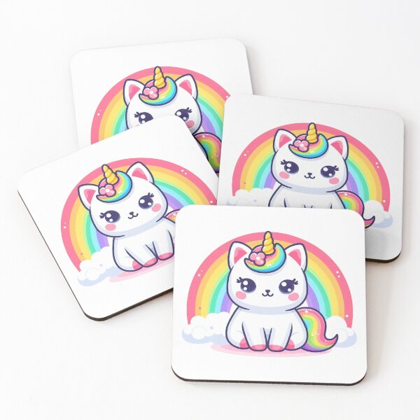 Item preview, Cute Unicorn Cat Adorable Smiling Rainbow designed and sold by MS-designs-47.