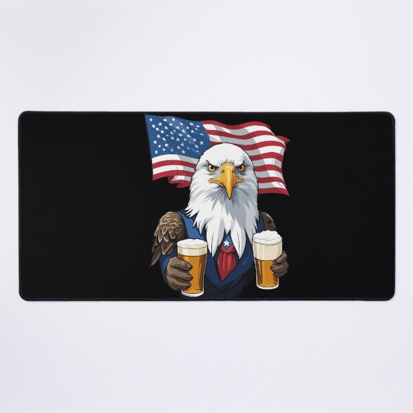Item preview, Boozing Bald Eagle With Beer Mug American Flag designed and sold by LuminOrb.
