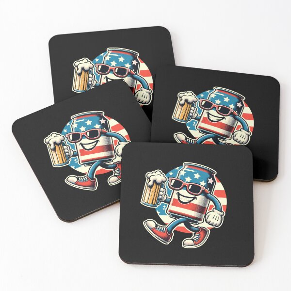 Item preview, Beer Can Funny Cartoon Mascot Celebrate Freedom designed and sold by LuminOrb.