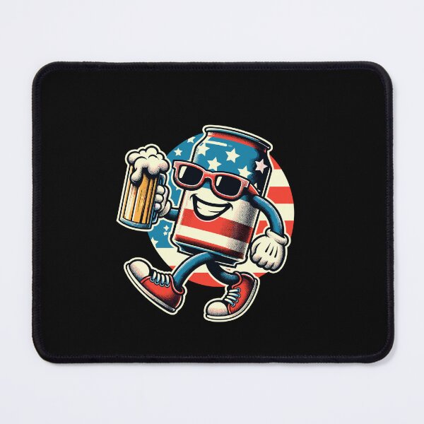 Item preview, Beer Can Funny Cartoon Mascot Celebrate Freedom designed and sold by LuminOrb.