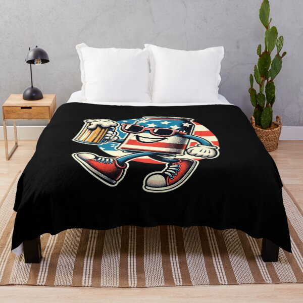 Item preview, Beer Can Funny Cartoon Mascot Celebrate Freedom designed and sold by LuminOrb.