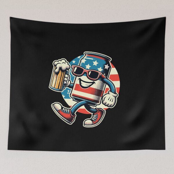 Item preview, Beer Can Funny Cartoon Mascot Celebrate Freedom designed and sold by LuminOrb.