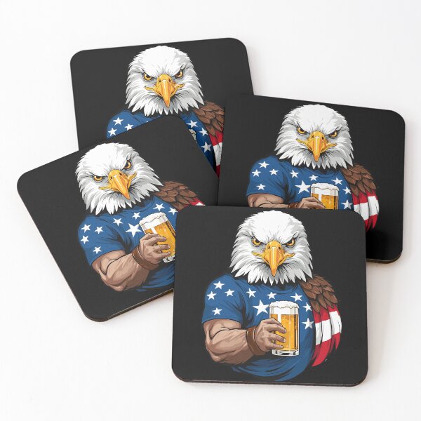 Item preview, Boozing Bald Eagle with Beer Mug 4th of July designed and sold by LuminOrb.