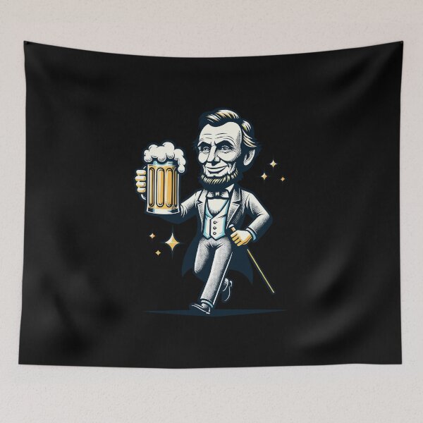 Item preview, Boozing Abraham Lincoln Funny Cartoon Mascot designed and sold by LuminOrb.