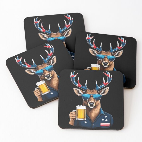 Item preview, Funny Boozing Deer American Flag 4th Of July designed and sold by LuminOrb.