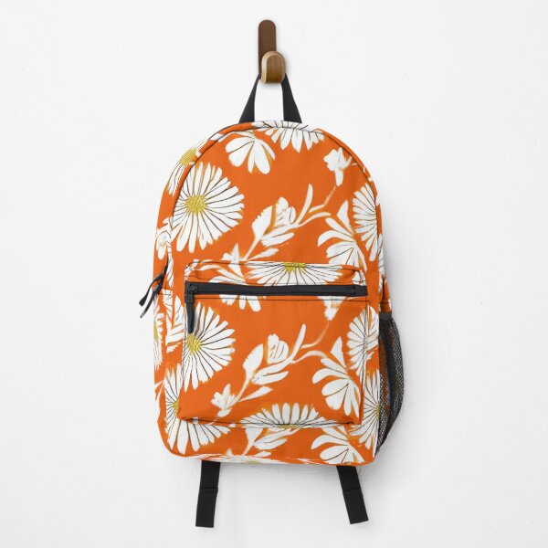 Item preview, White Flowers with White Leaves Pattern in an Orange Background designed and sold by Liza36designs.