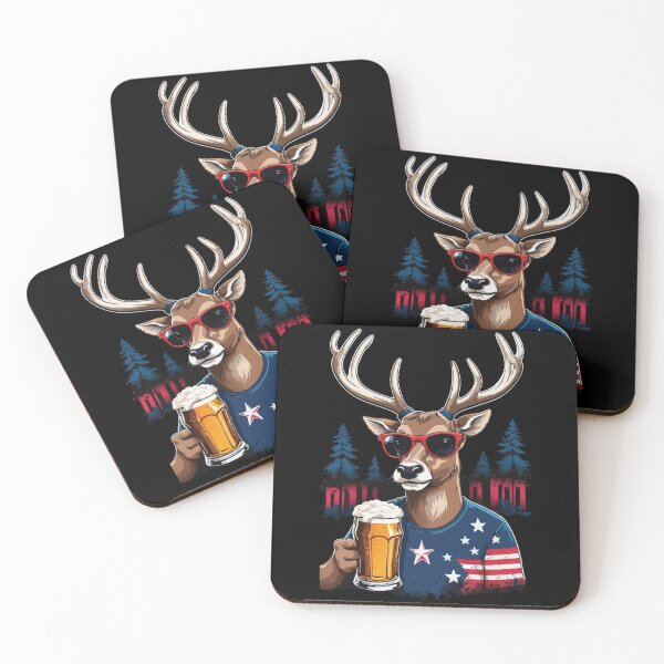 Item preview, Funny Boozing Deer 4th of July American Flag designed and sold by LuminOrb.