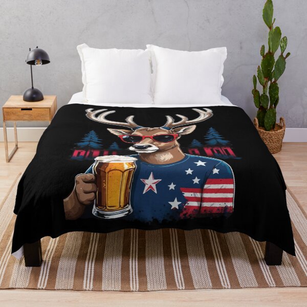 Item preview, Funny Boozing Deer 4th of July American Flag designed and sold by LuminOrb.