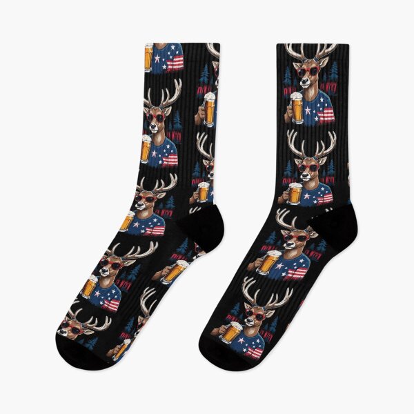 Item preview, Funny Boozing Deer 4th of July American Flag designed and sold by LuminOrb.