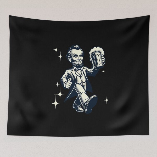 Item preview, Boozing Abraham Lincoln Funny Cartoon Mascot designed and sold by LuminOrb.