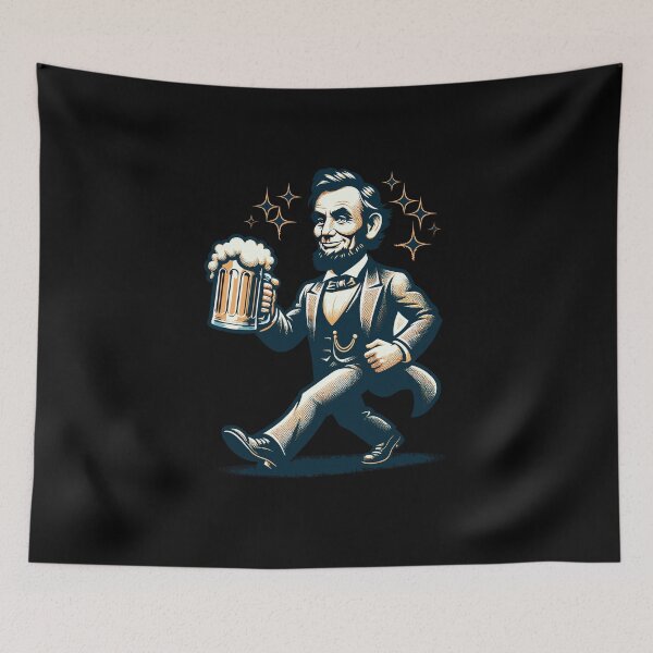 Item preview, Boozing Abraham Lincoln Funny Cartoon Mascot designed and sold by LuminOrb.