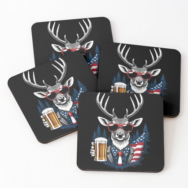 Item preview, Funny Boozing Deer Independence Day American Flag designed and sold by LuminOrb.