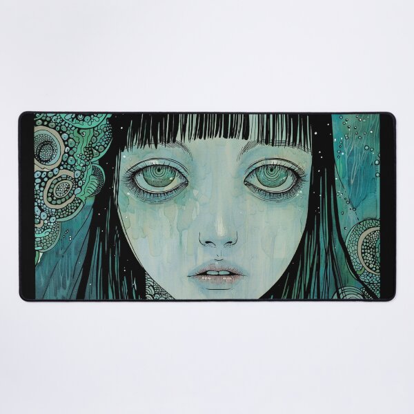 Item preview, teal dream - psychedelic anime manga girl panorama designed and sold by ForsakenFrames.