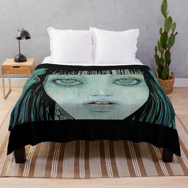 Item preview, teal dream - psychedelic anime manga girl panorama designed and sold by ForsakenFrames.