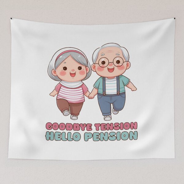 Item preview, Goodbye Tension Hello Pension - Kawaii Old Couple designed and sold by Teepot888.