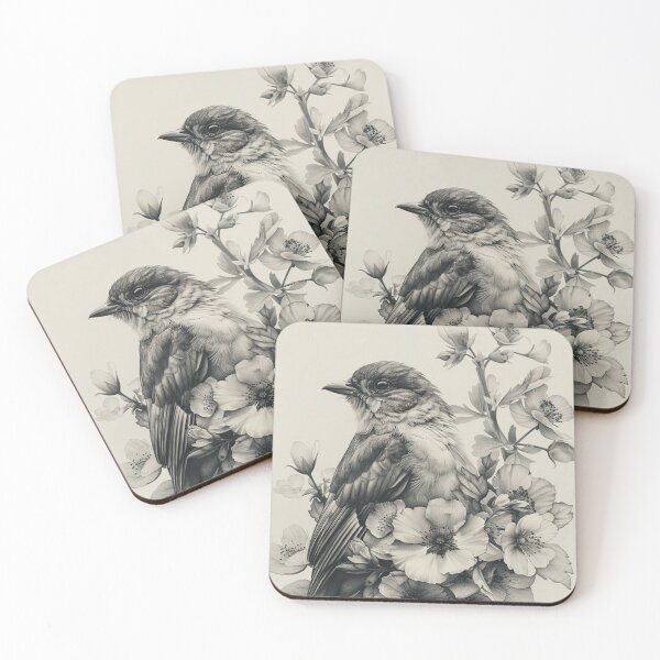 Item preview, Black and White Bird Pencil Drawing designed and sold by Pencil-Art.
