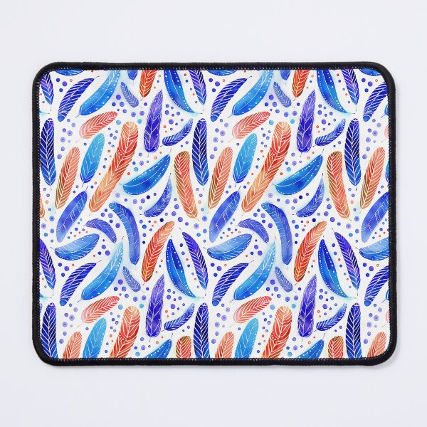 Item preview, Blue orange feathers with circular dots pattern fabric designed and sold by Richenda.