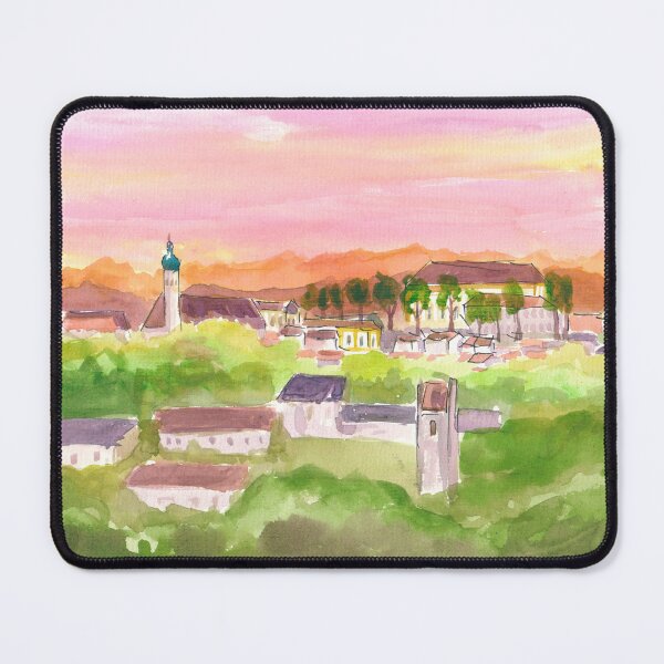 Item preview, Etzenhausen Upper Bavaria View of Castle with Old Town and Alps designed and sold by artshop77.