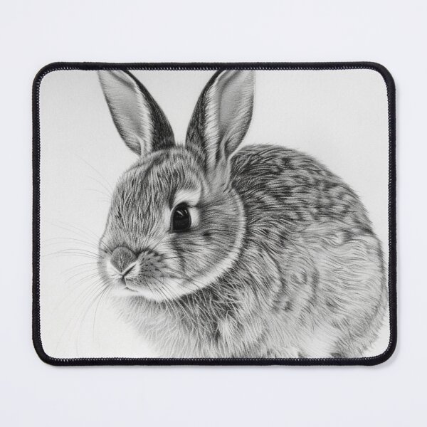 Item preview, Black and white Rabbit pencil drawing designed and sold by Pencil-Art.