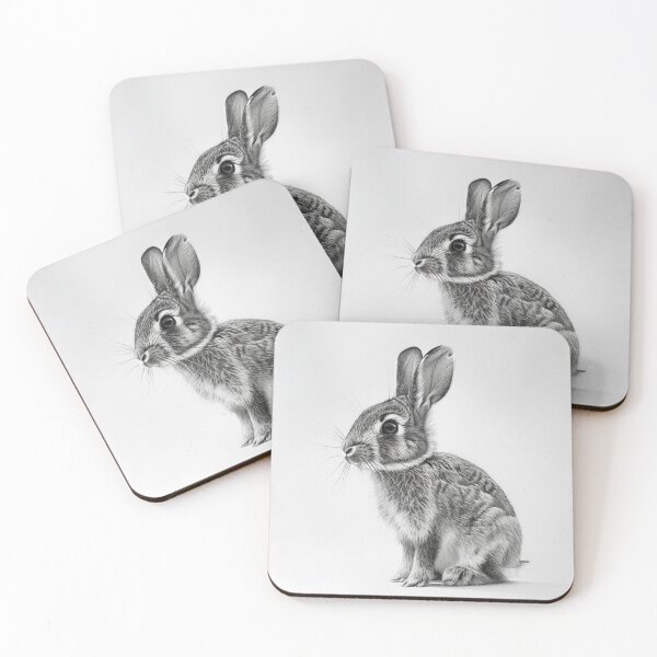 Item preview, Black and white Rabbit pencil drawing designed and sold by Pencil-Art.