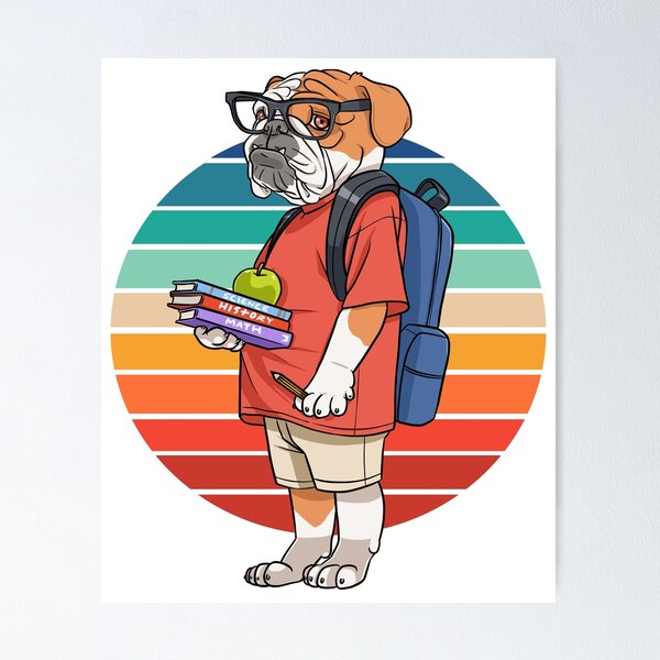 Item preview, English Bulldog Back To School Teachers Pet Student Bookworm designed and sold by Nosek1ng.